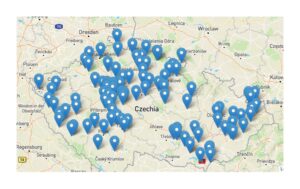 Mapa plánovaného Vítání ptačího zpěvu 2022 (birdlife.cz)